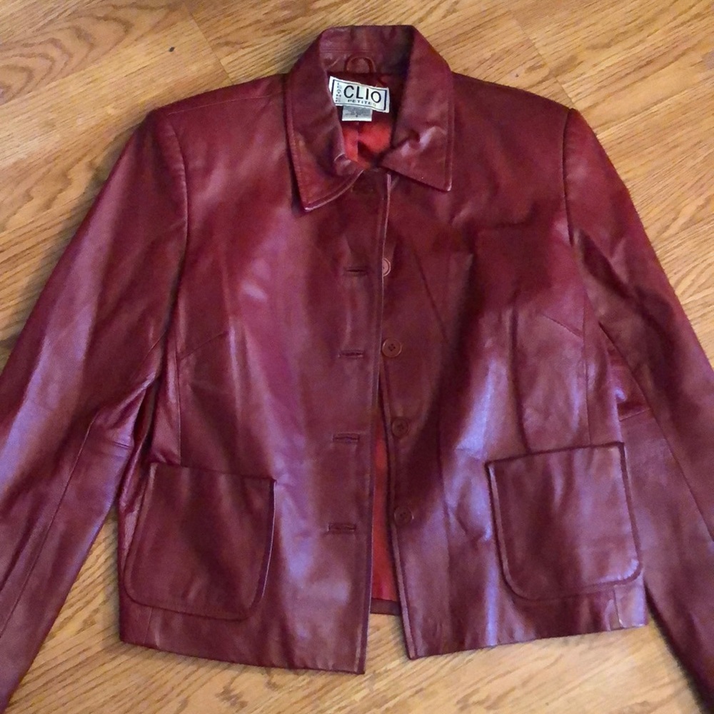 Red leather vintage jacket.